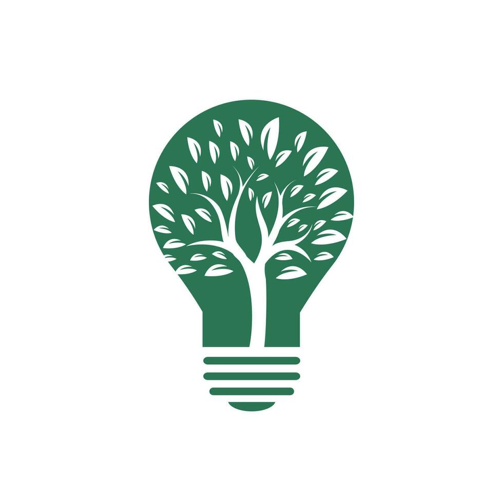 abstrakte Birnenlampe mit Baumlogodesign. Natur Idee Innovation Symbol. Ökologie, Wachstum, Entwicklungskonzept. vektor