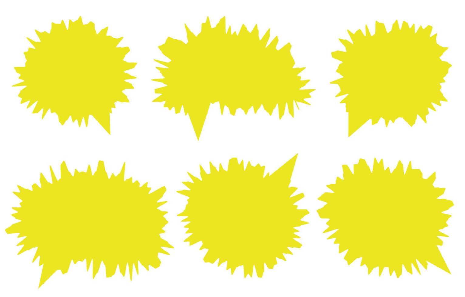 uppsättning gul Tal bubblor på vit bakgrund. chatt låda eller chatt vektor fyrkant och klotter meddelande eller kommunikation ikon moln tala för serier och minimal meddelande dialog