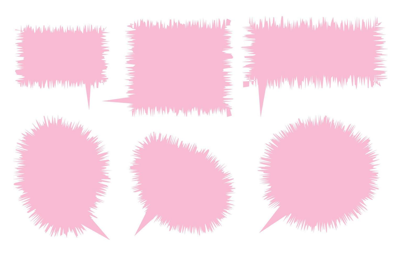 uppsättning rosa Tal bubblor på vit bakgrund. chatt låda eller chatt vektor fyrkant och klotter meddelande eller kommunikation ikon moln tala för serier och minimal meddelande dialog