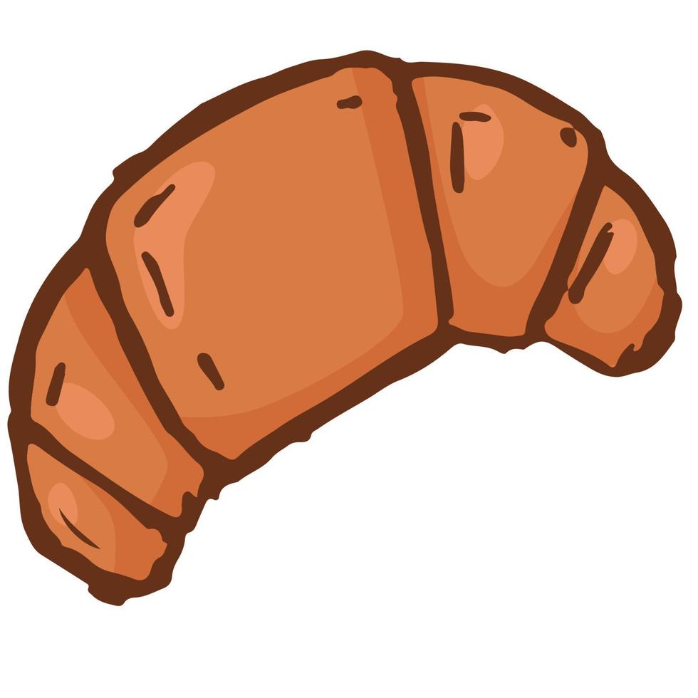 handgezeichnete doodle bäckerei brot croissant snack küche vektor