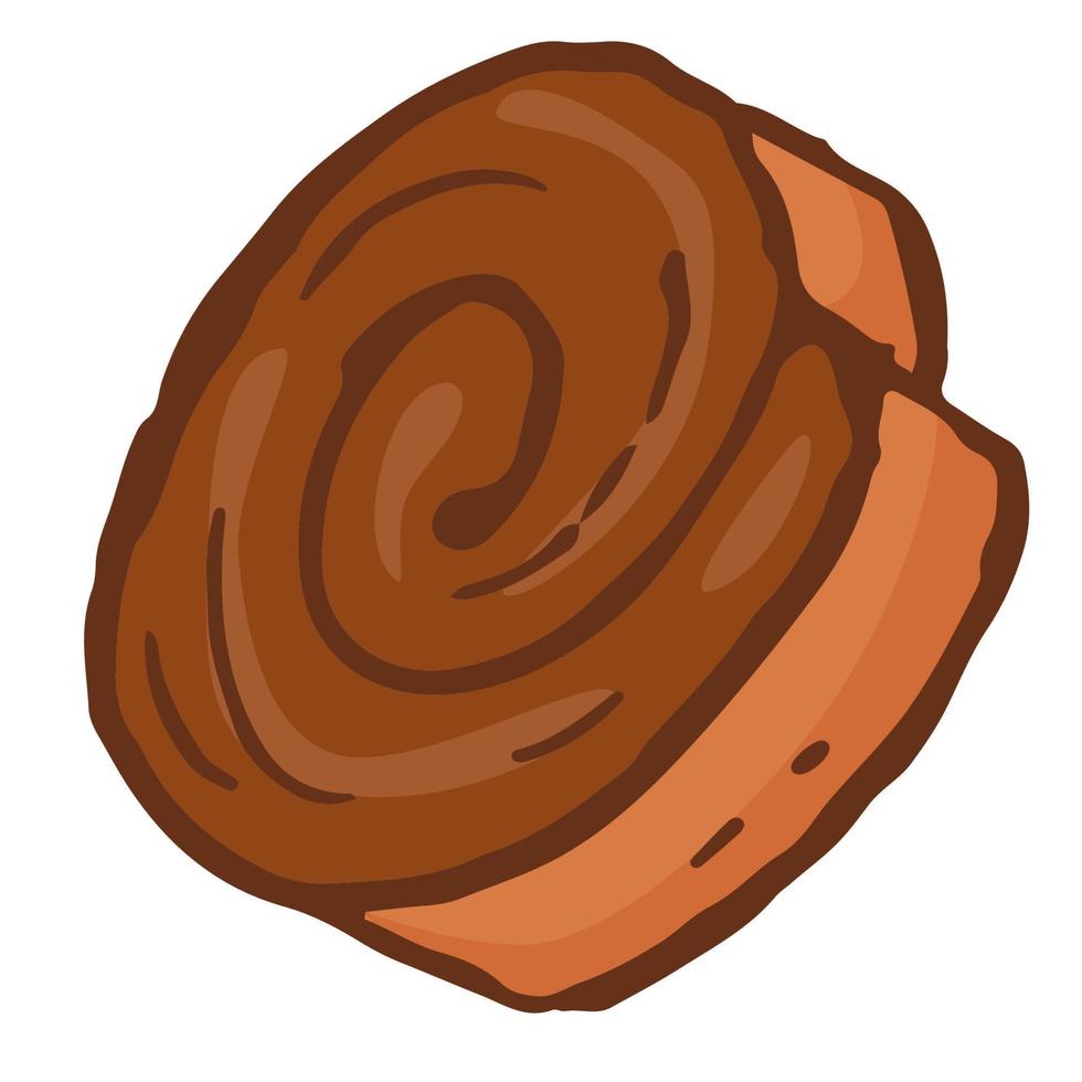 handgezeichnetes doodle schokoladenbrötchen kuchen brot bäckerei gebäck küche essen vektor