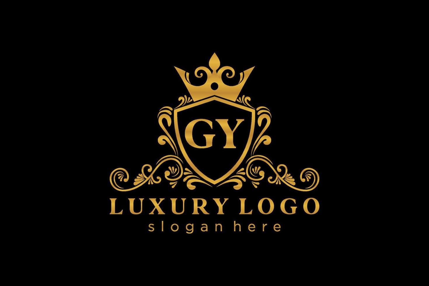 första gy brev kunglig lyx logotyp mall i vektor konst för restaurang, kungligheter, boutique, Kafé, hotell, heraldisk, Smycken, mode och Övrig vektor illustration.