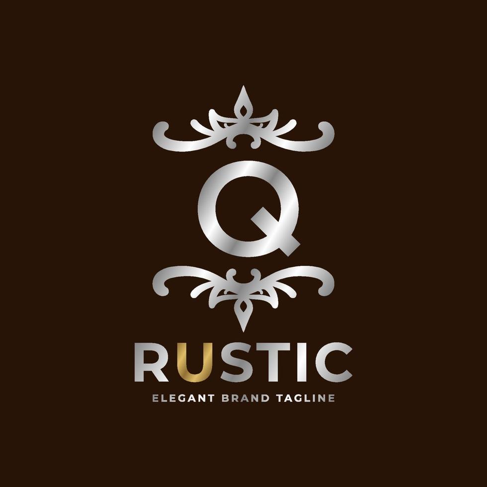 brev q rustik vektor logotyp mall design för mode, bröllop, spa, salong, hotell, restaurang, skönhet vård