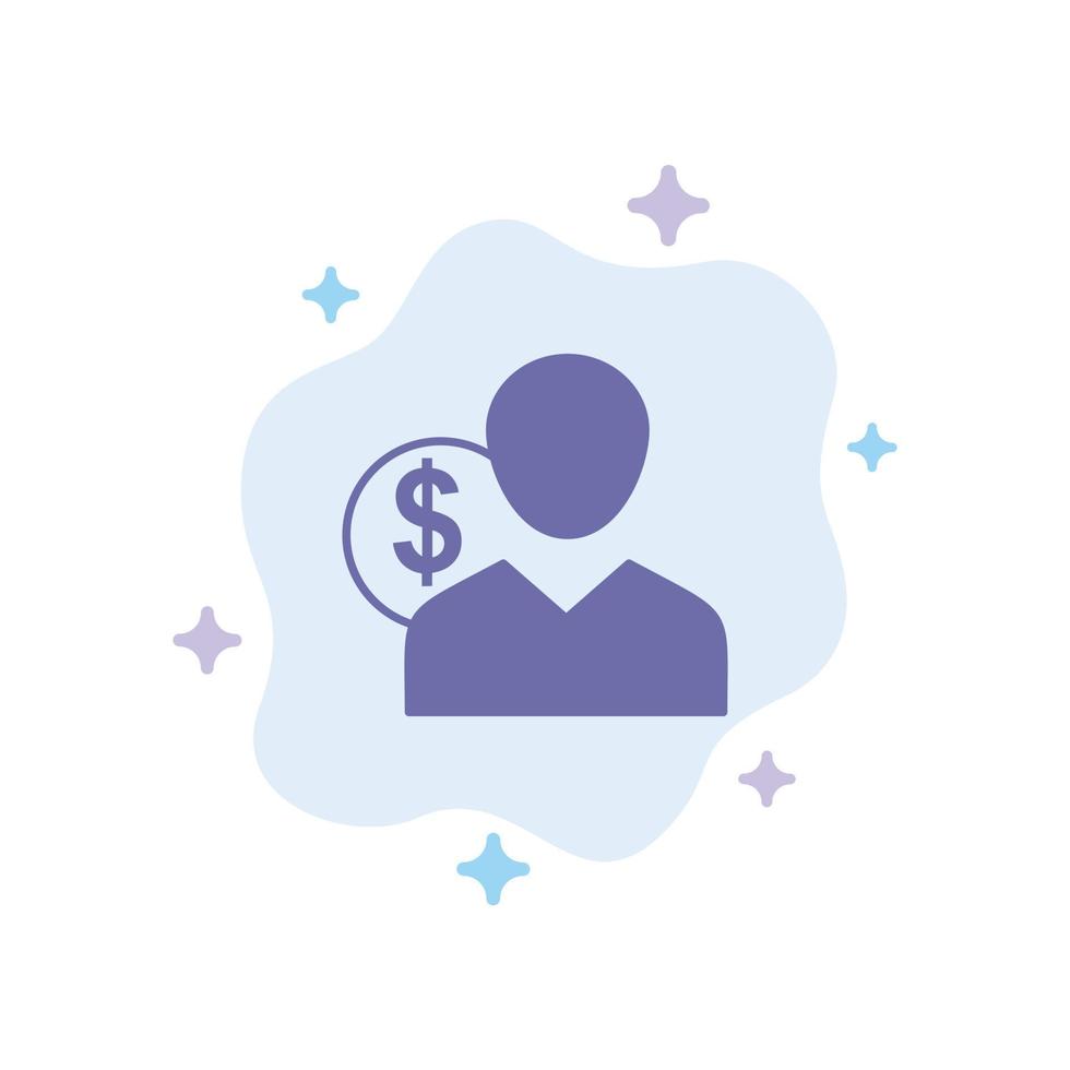 Client-Benutzerkosten Mitarbeiter finanzieren Geld Person blaues Symbol auf abstraktem Wolkenhintergrund vektor