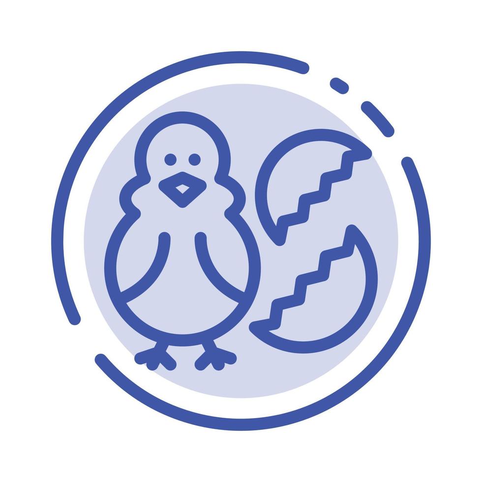 Ei Huhn Ostern Baby glücklich blau gepunktete Linie Symbol Leitung vektor