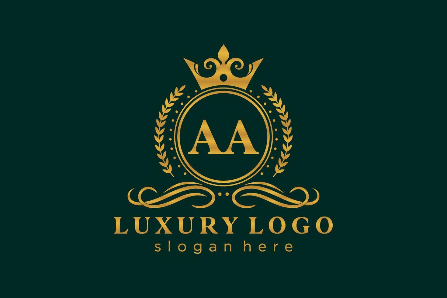 Royal Luxury Logo-Vorlage mit anfänglichem aa-Buchstaben in Vektorgrafiken für Restaurant, Lizenzgebühren, Boutique, Café, Hotel, Heraldik, Schmuck, Mode und andere Vektorillustrationen. vektor