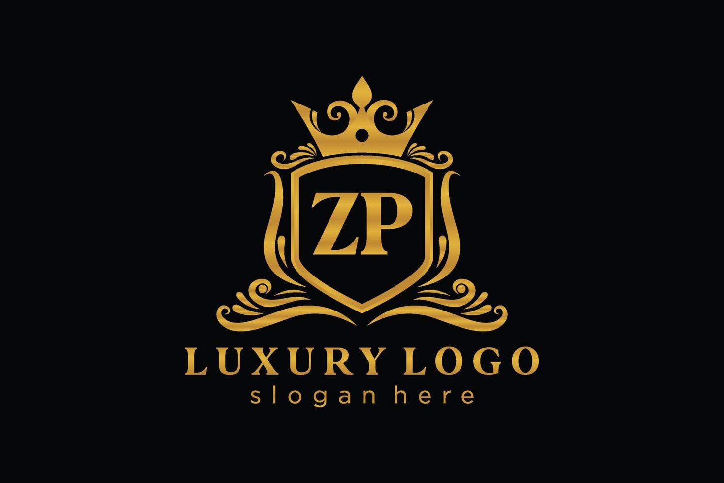 första Z P brev kunglig lyx logotyp mall i vektor konst för restaurang, kungligheter, boutique, Kafé, hotell, heraldisk, Smycken, mode och Övrig vektor illustration.