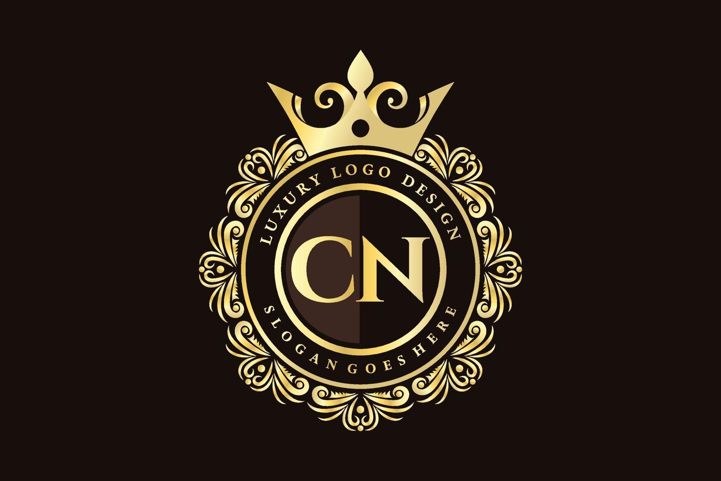 cn anfangsbuchstabe gold kalligrafisch feminin floral handgezeichnet heraldisch monogramm antik vintage stil luxus logo design premium vektor