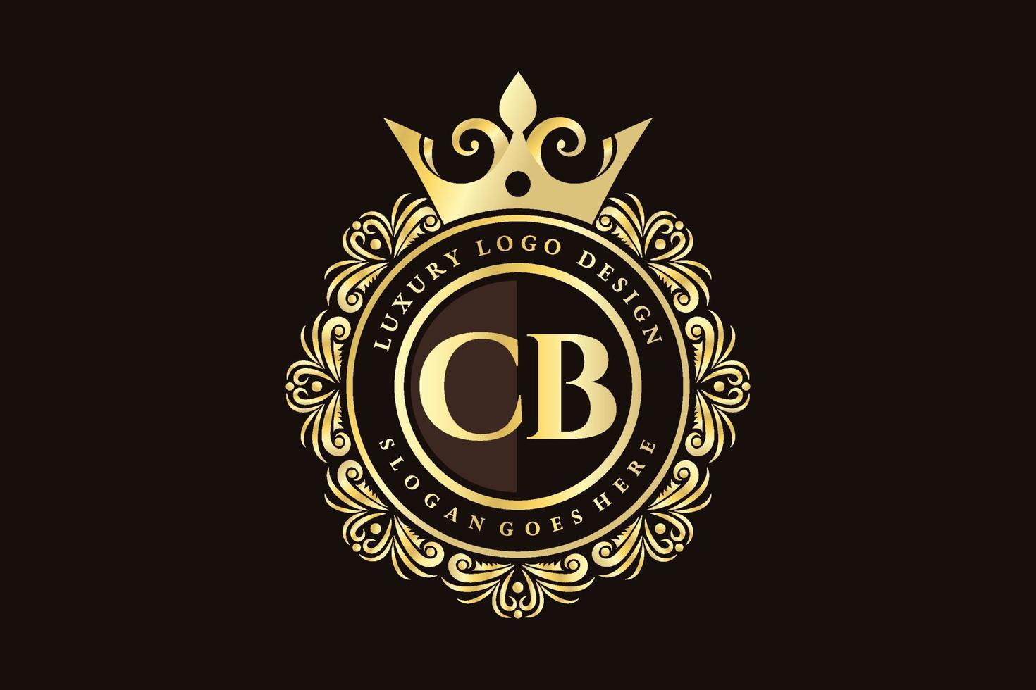 cb första brev guld calligraphic feminin blommig hand dragen heraldisk monogram antik årgång stil lyx logotyp design premie vektor