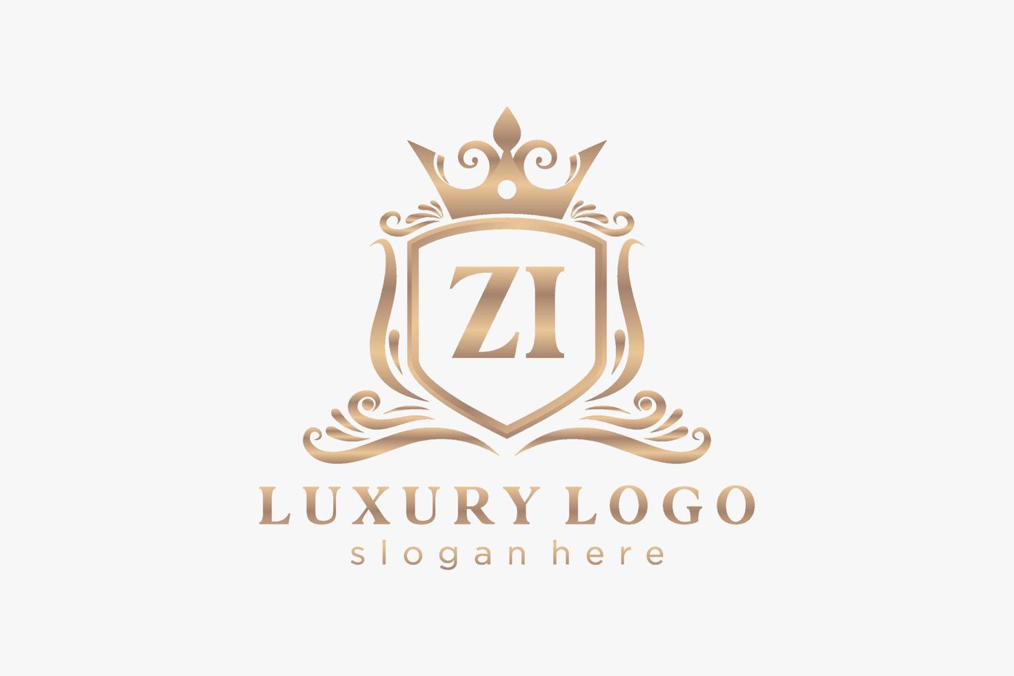 första zj brev kunglig lyx logotyp mall i vektor konst för restaurang, kungligheter, boutique, Kafé, hotell, heraldisk, Smycken, mode och Övrig vektor illustration.