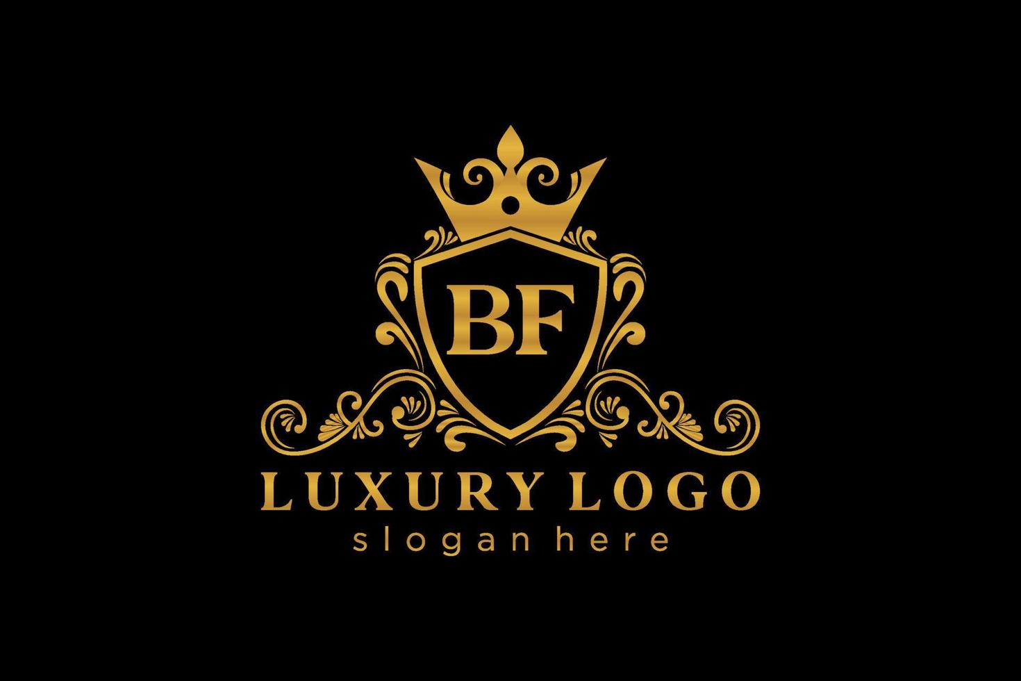 första bf brev kunglig lyx logotyp mall i vektor konst för restaurang, kungligheter, boutique, Kafé, hotell, heraldisk, Smycken, mode och Övrig vektor illustration.