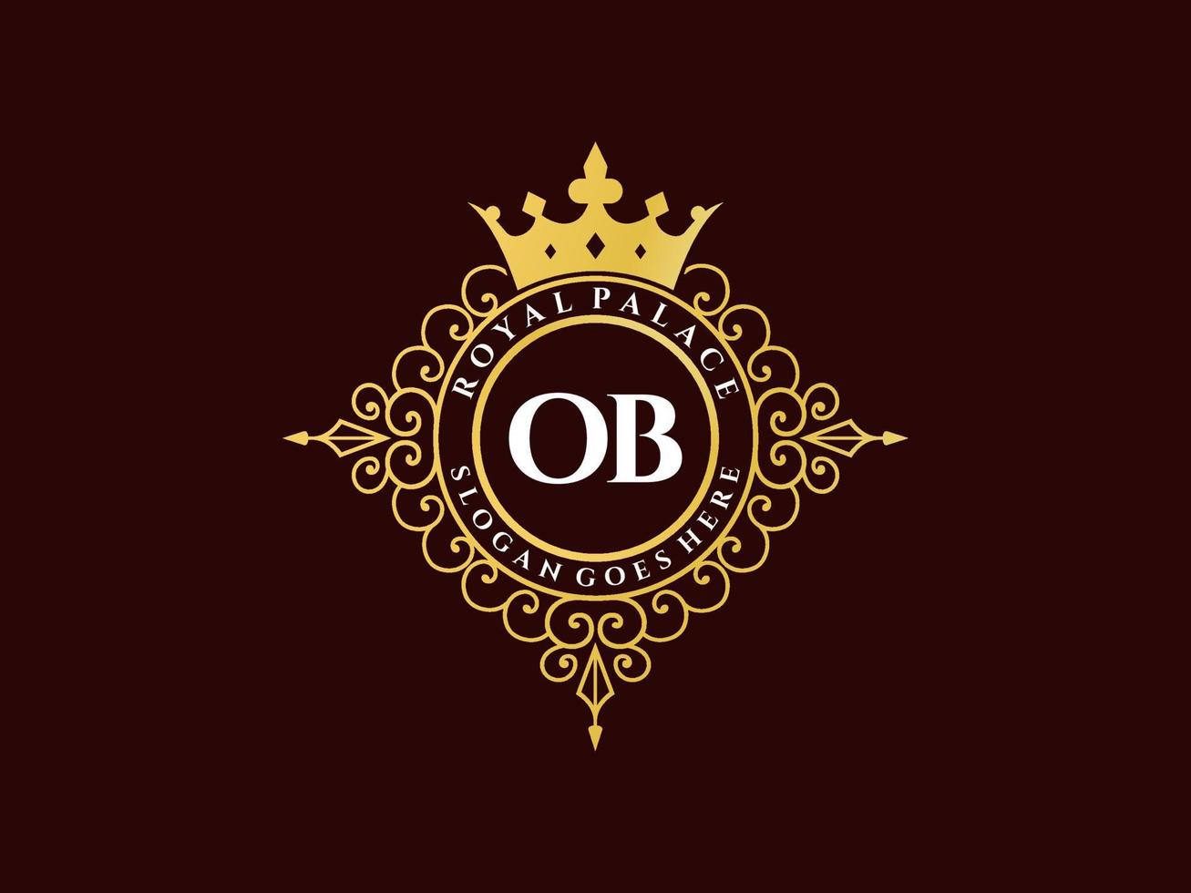 brev ob antik kunglig lyx victorian logotyp med dekorativ ram. vektor