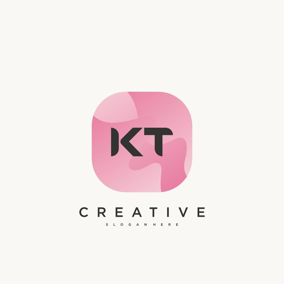 kt anfangsbuchstabe logo icon design template elemente mit wellenfarbener kunst vektor