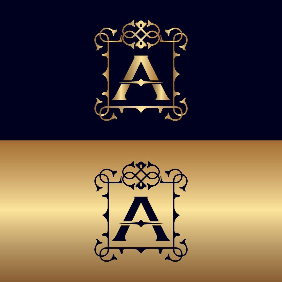 guld kunglig logotyp skönhet lyx en vektor