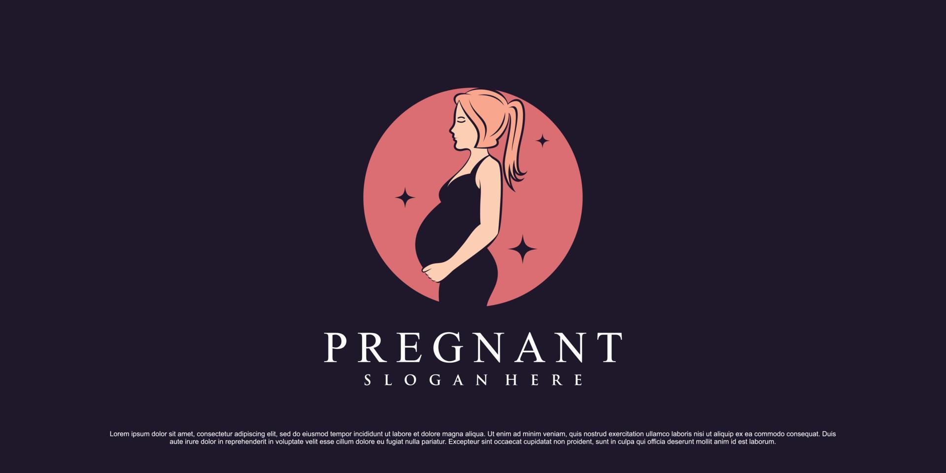 Logo-Designillustration der schwangeren Mutter mit Kreiskonzept und kreativem Element vektor
