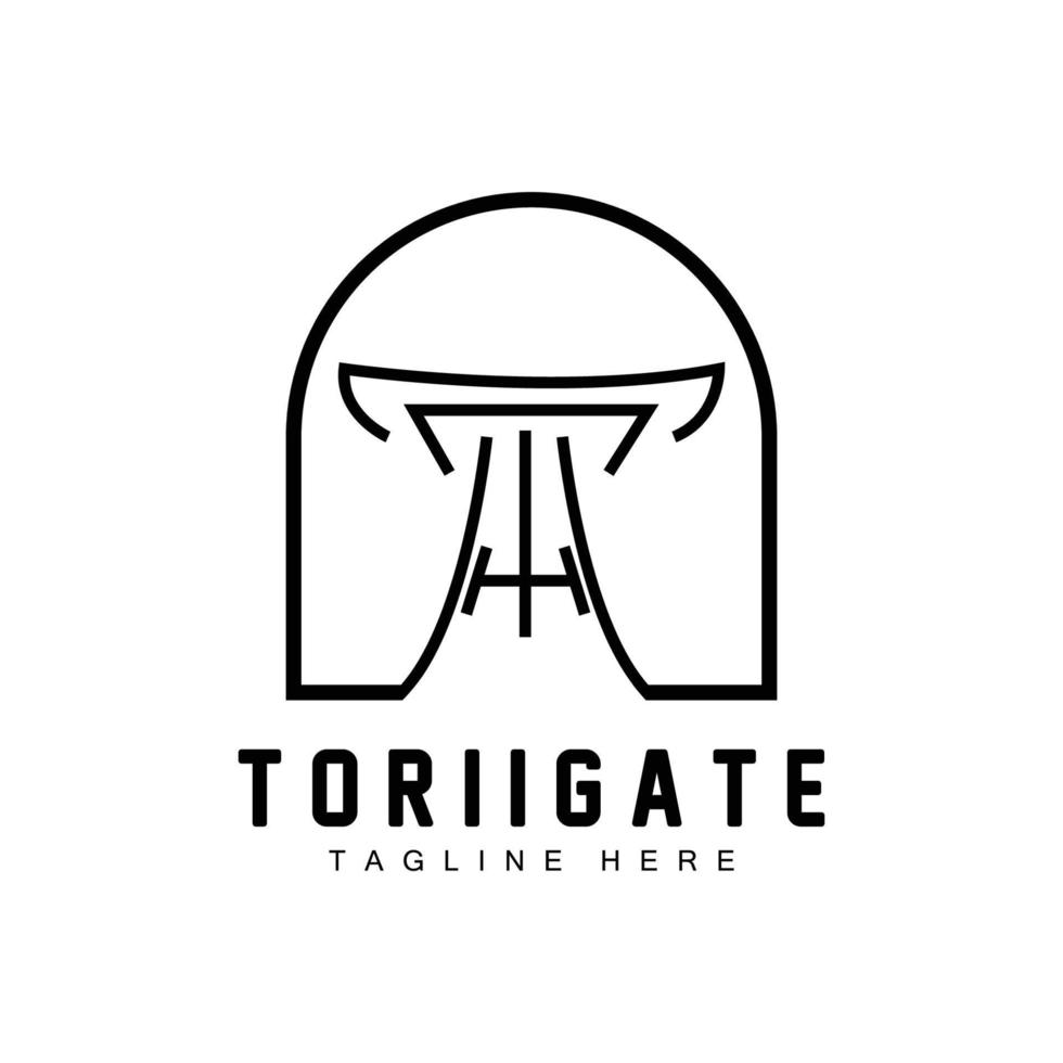 Torii-Tor-Logo, japanischer Geschichtstor-Symbolvektor, chinesische Illustration, Markenvorlage für Holzdesign-Unternehmen vektor