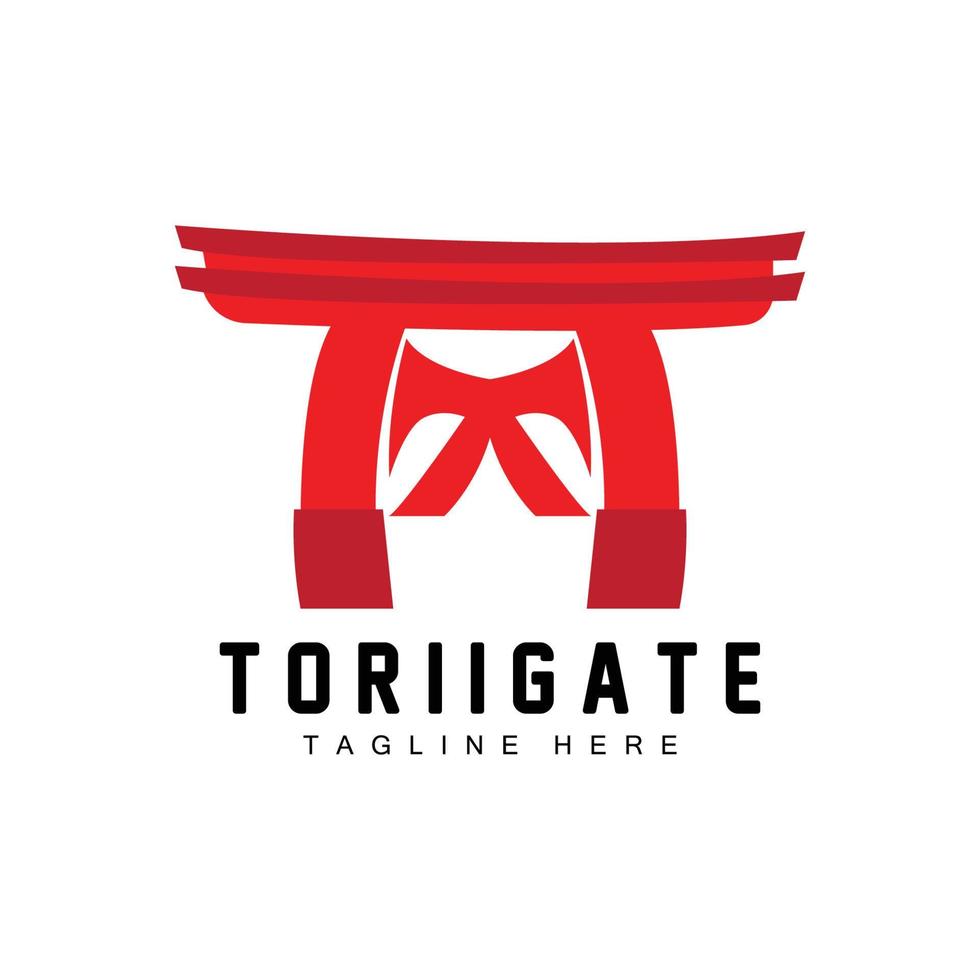 Torii-Tor-Logo, japanischer Geschichtstor-Symbolvektor, chinesische Illustration, Markenvorlage für Holzdesign-Unternehmen vektor