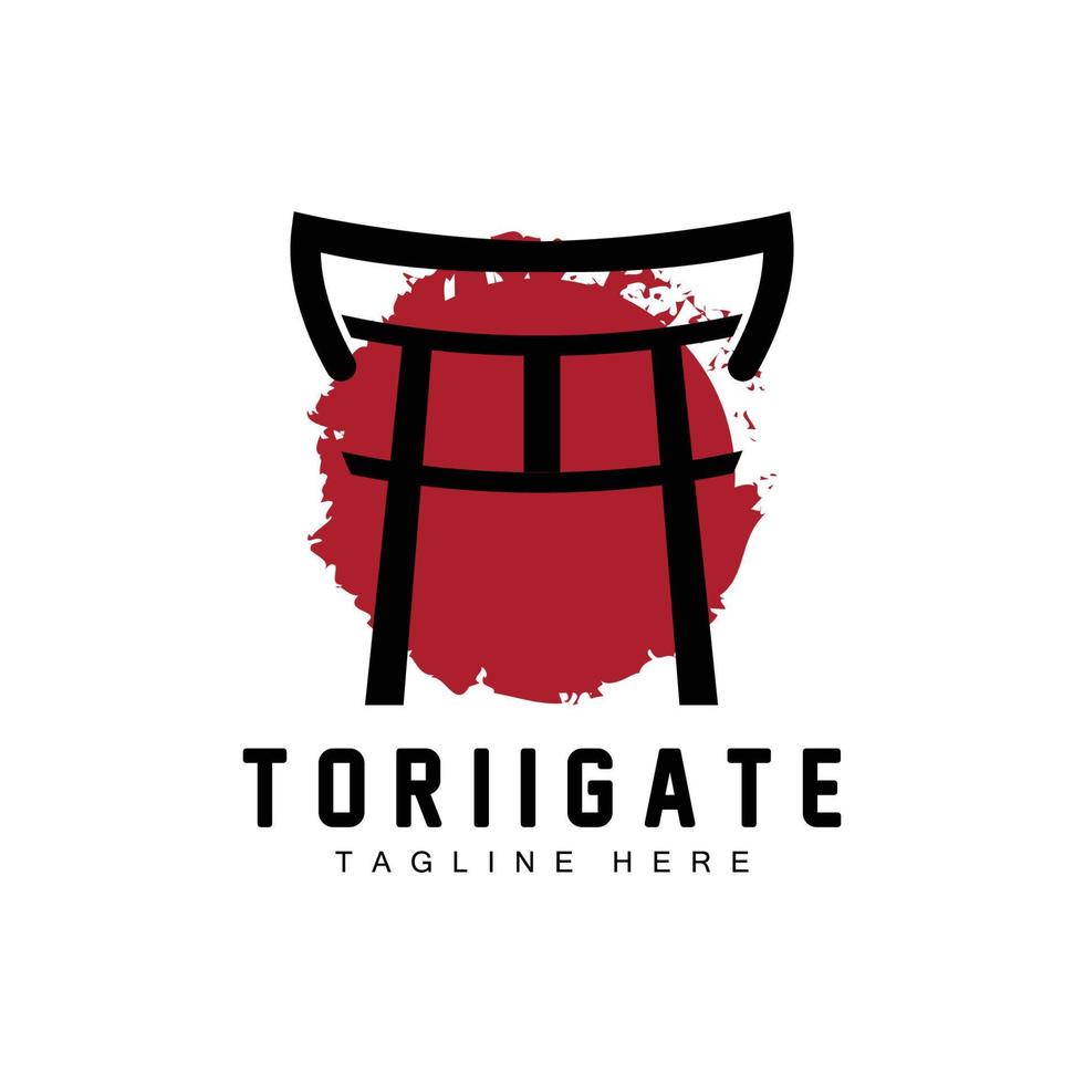 Torii-Tor-Logo, japanischer Geschichtstor-Symbolvektor, chinesische Illustration, Markenvorlage für Holzdesign-Unternehmen vektor