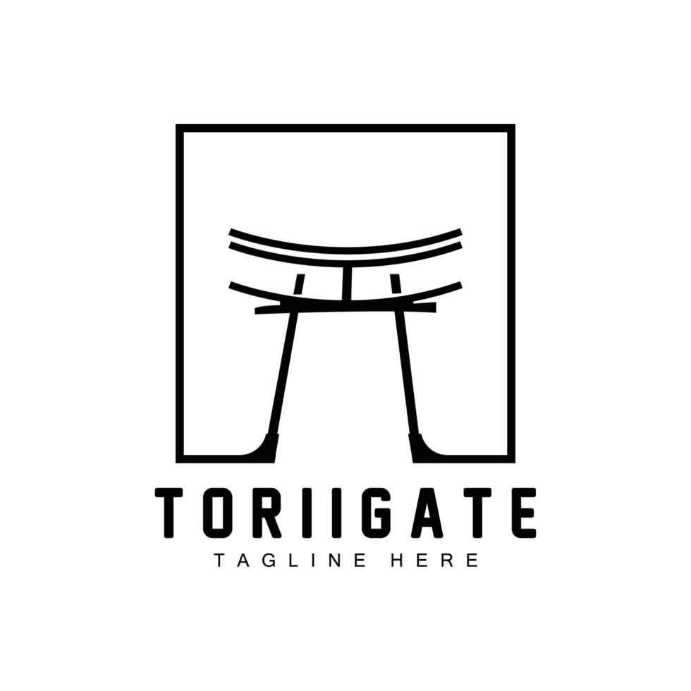 Torii-Tor-Logo, japanischer Geschichtstor-Symbolvektor, chinesische Illustration, Markenvorlage für Holzdesign-Unternehmen vektor