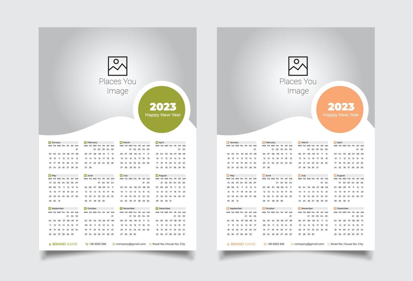 vägg kalender 2023 design vektor