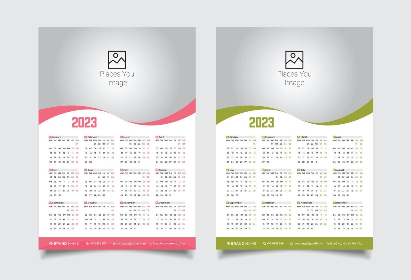 2023 vägg kalender design vektor