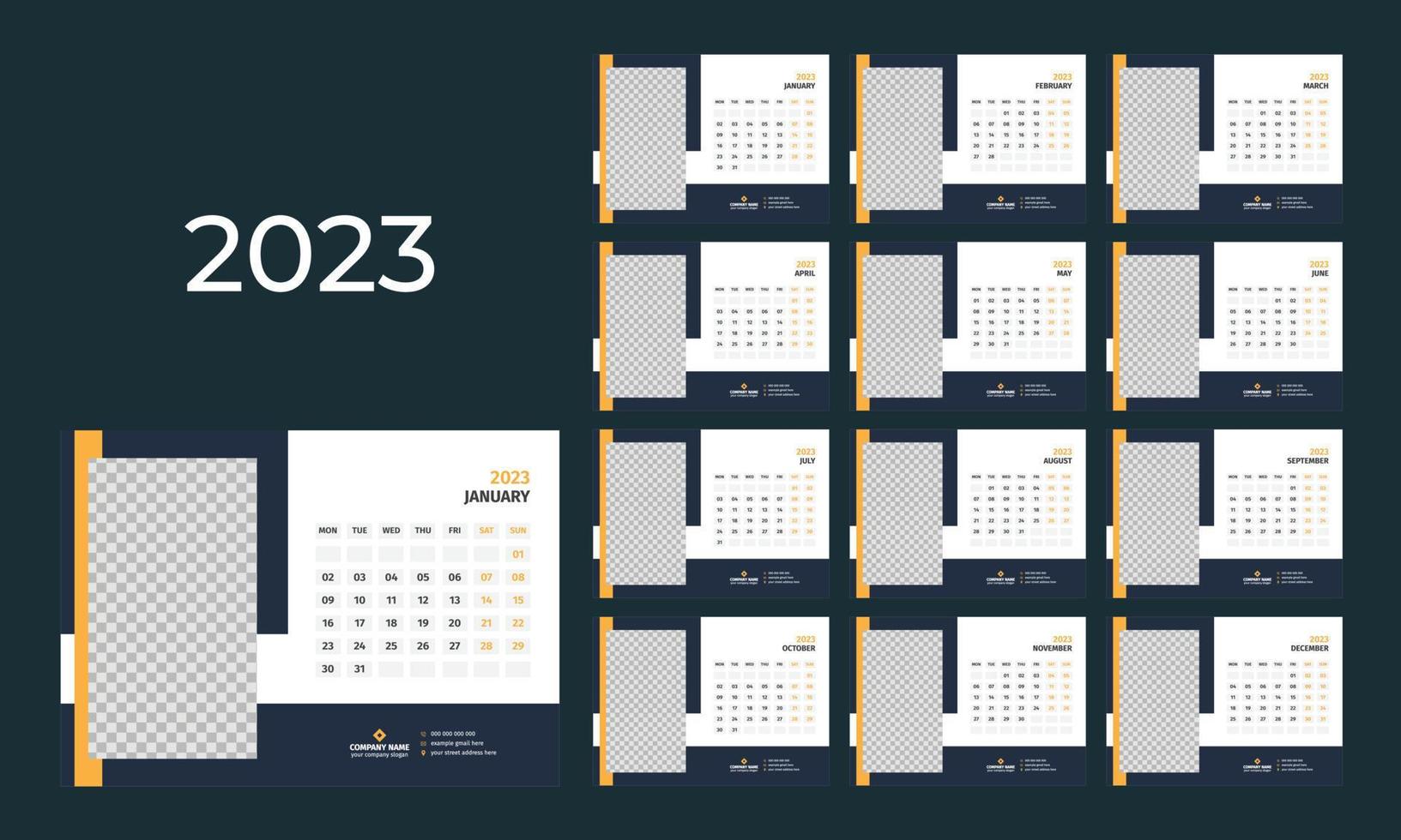 Tischkalender 2023 Vorlage vektor