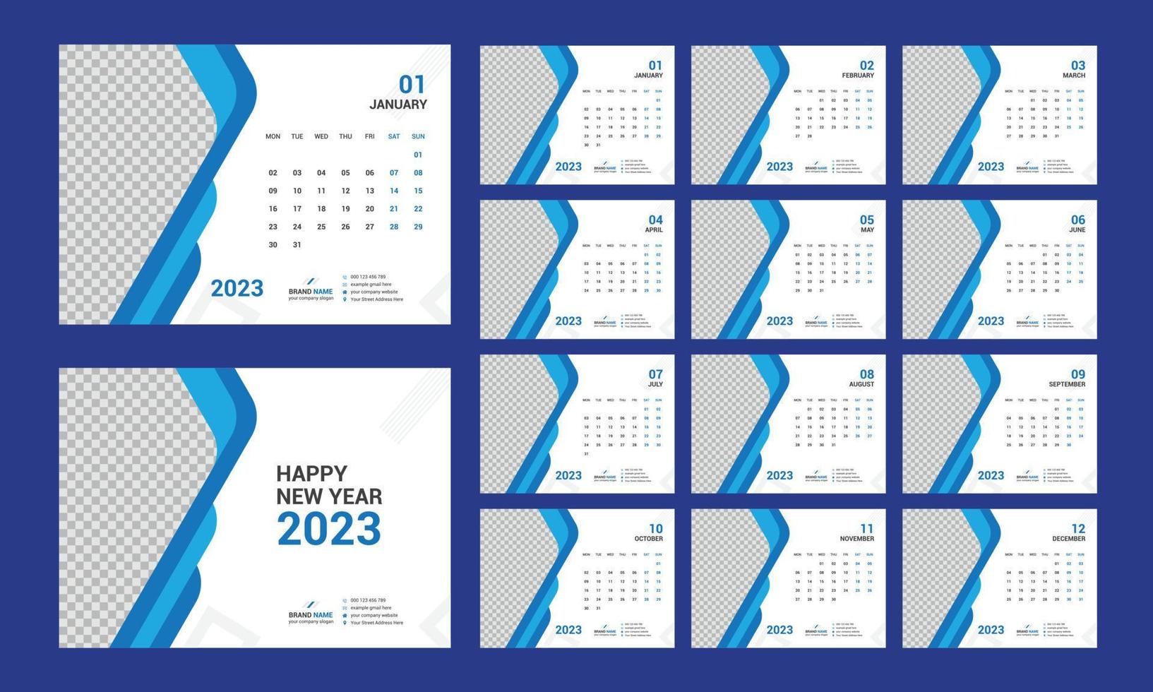 Tischkalender 2023 Vorlage vektor