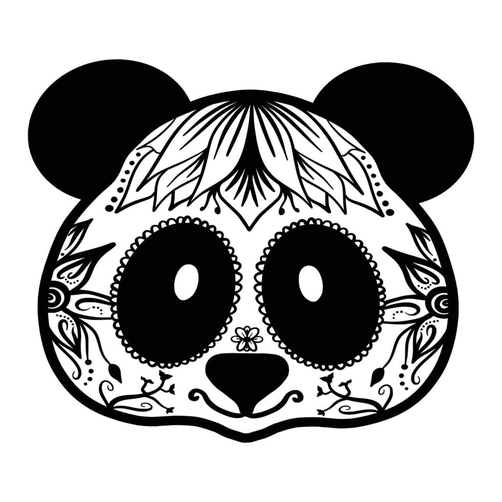 Panda Malvorlage Mandala-Design. Druckdesign. T-Shirt-Design. vektor