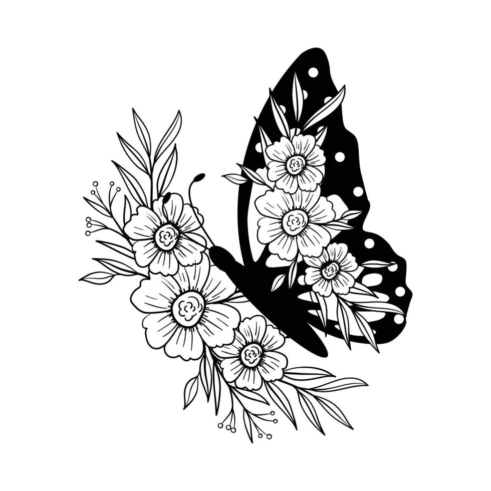 Schmetterling Malvorlage Mandala-Design. Druckdesign. T-Shirt-Design. vektor