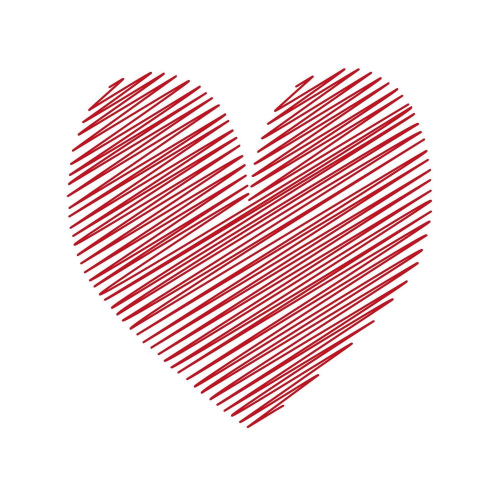 kläckt röd hjärta isolerat på vit bakgrund vektor