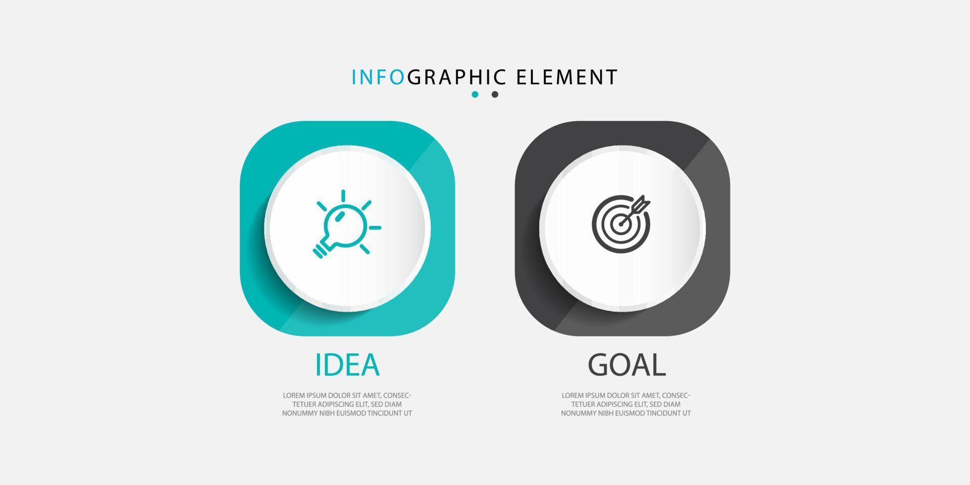 Modernes Business-Infografik-Template-Design mit 2 Schritten oder Optionen. cooles Design für Prozessdiagramm, Präsentationen, Workflow-Layout, Banner, Flussdiagramm, Wandinformationen.eps10 Vektor