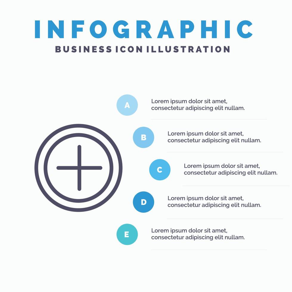 gränssnitt plus användare linje ikon med 5 steg presentation infographics bakgrund vektor