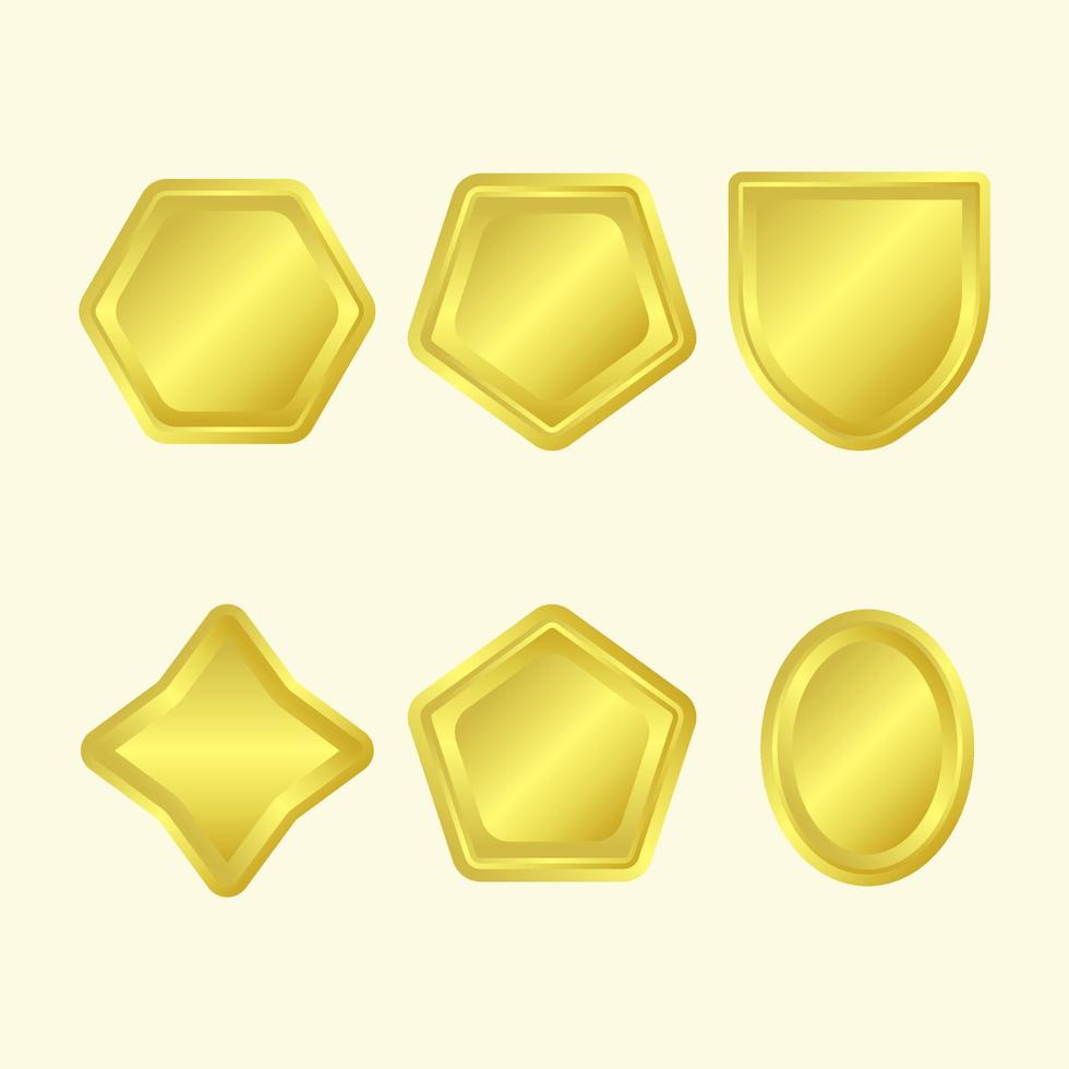 guld emblem uppsättning, symbol skydda, bricka form. vektor