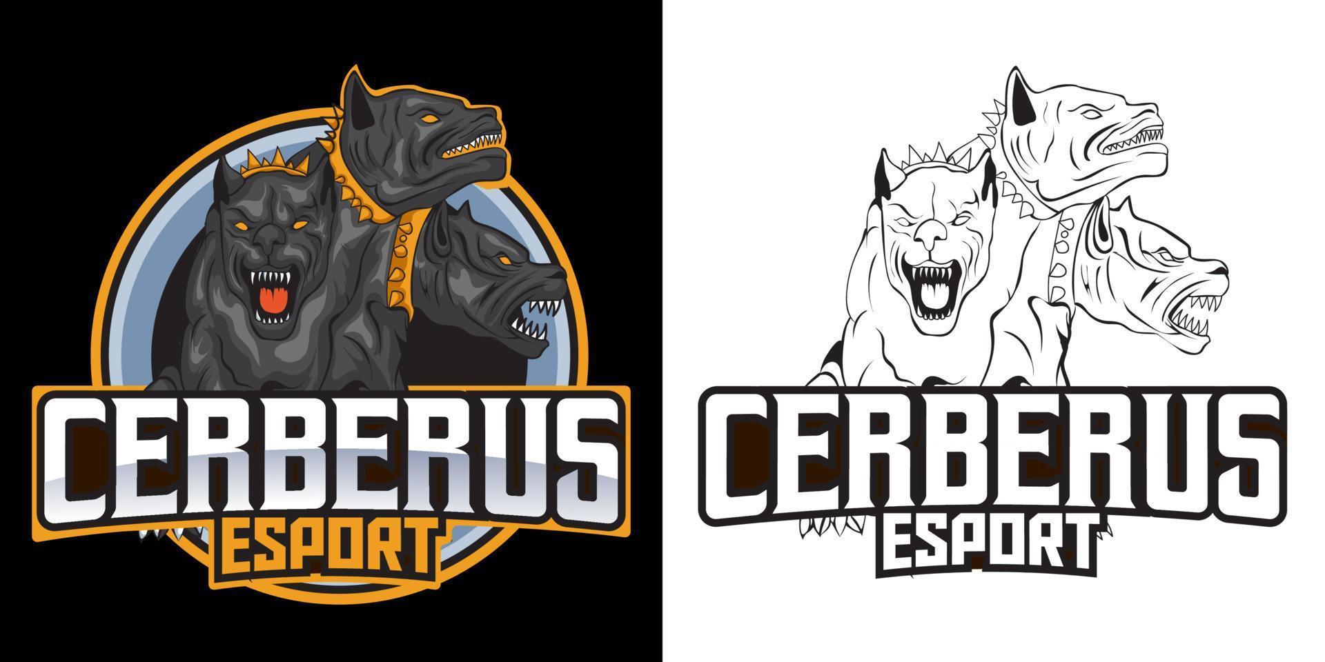 cerberus esport logotyp maskot design vektor