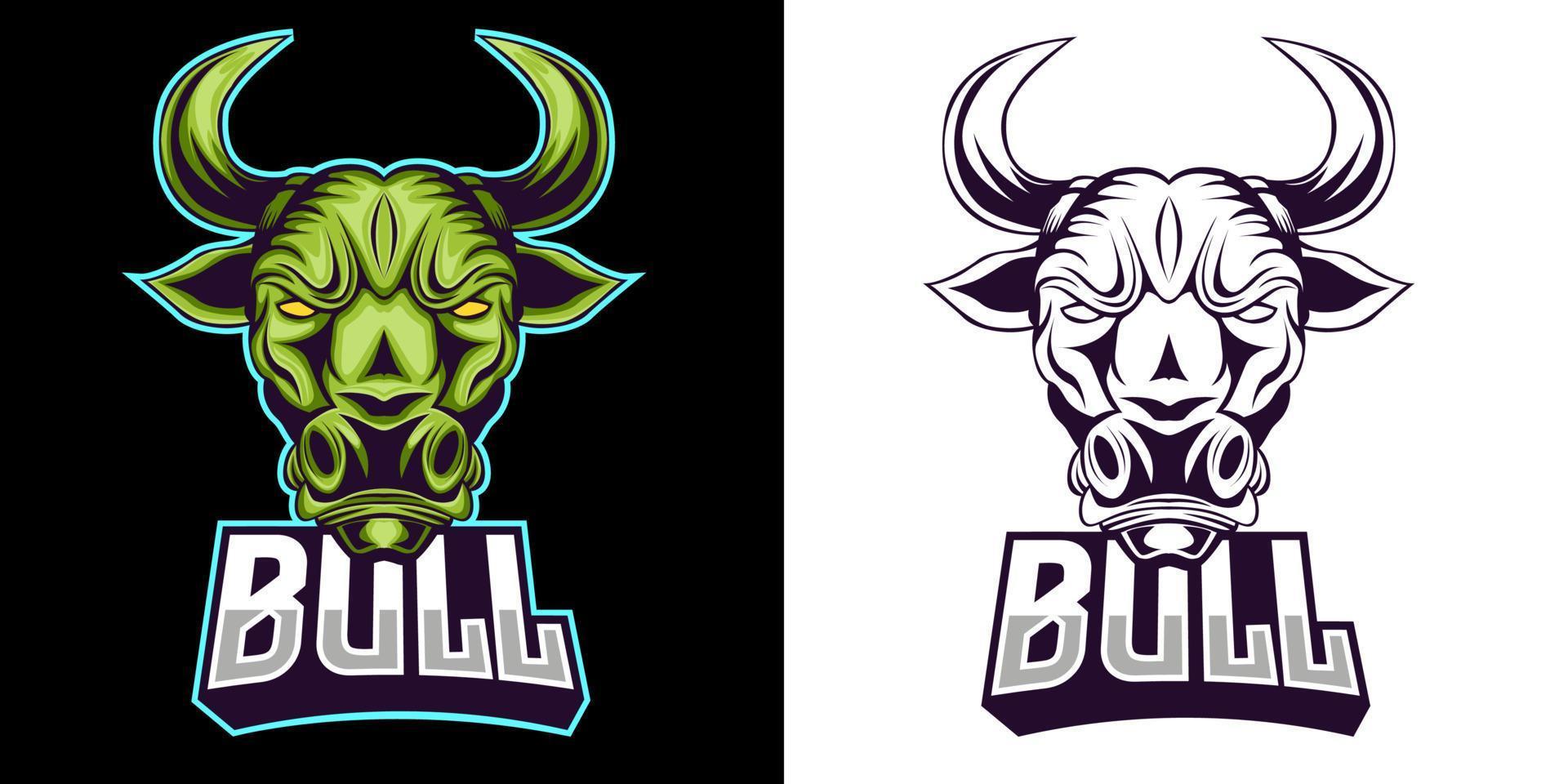 bull head esport logotyp maskot design vektor