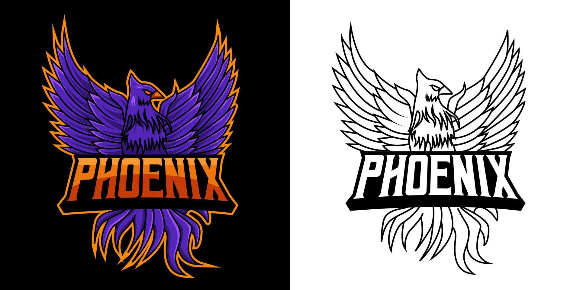 phoenix esport logotyp maskot design vektor