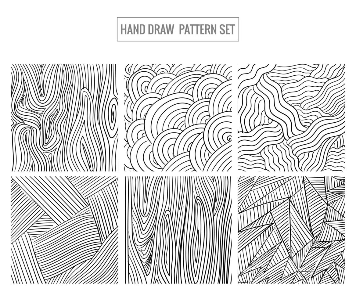 abstrakte Hand gezeichnete Muster-Set-Design vektor