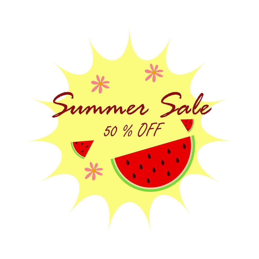 sommar försäljning affisch eller baner mall med vattenmelon. affisch, baner, ram mall för sommar försäljning. vektor affisch mall.