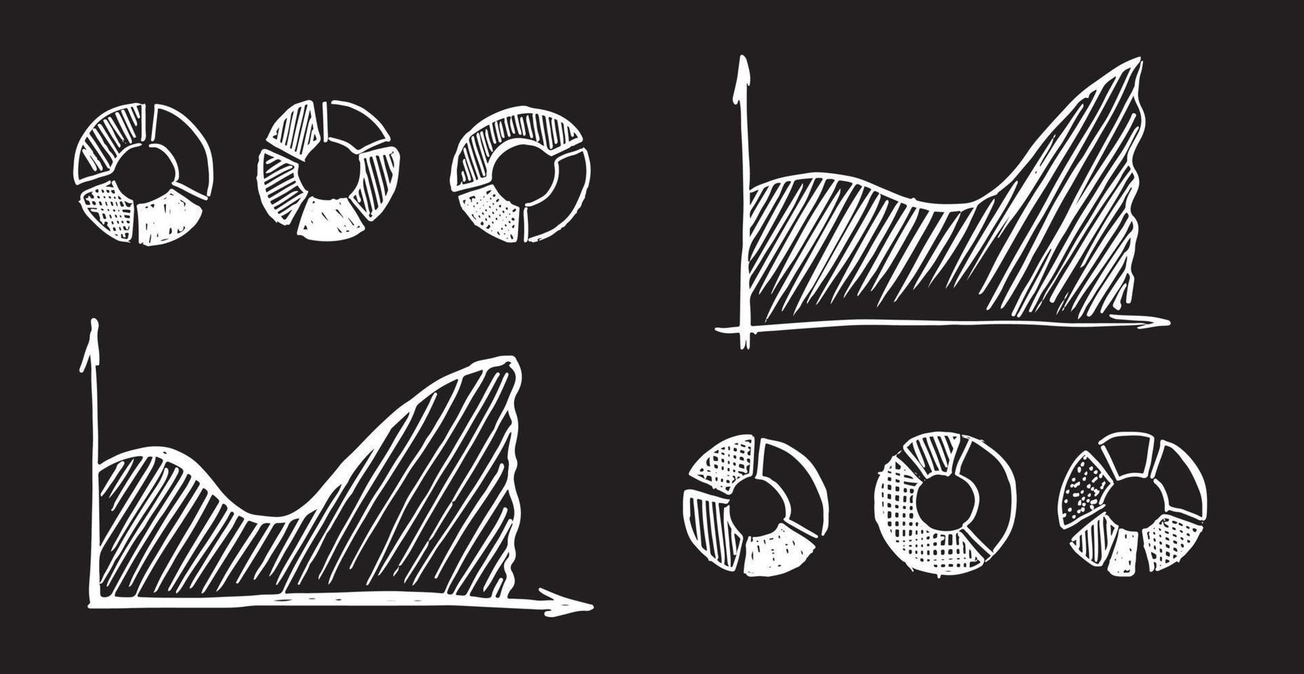 grafer och diagram ikoner, som handritad. vektor