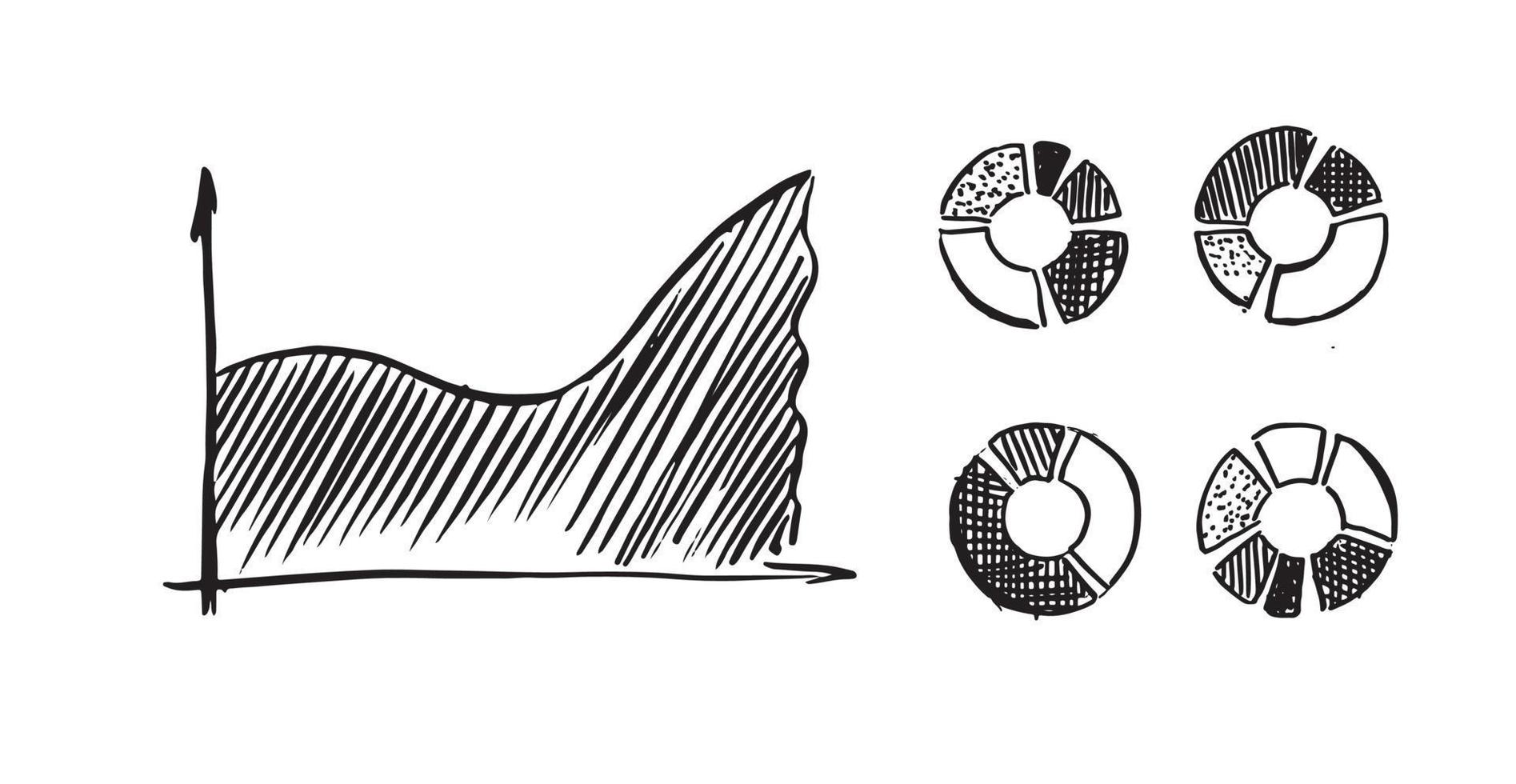 grafer och diagram ikoner, som handritad. vektor