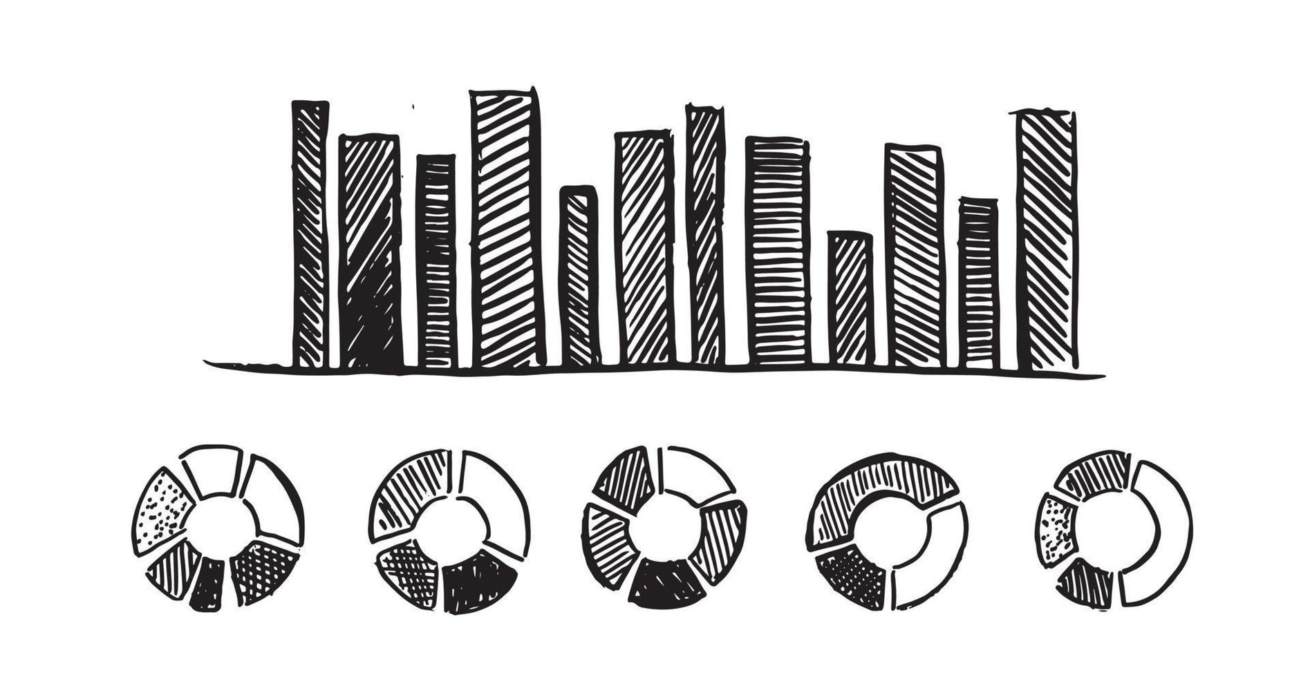 grafiken und diagramme symbole, set hand gezeichnet. Vektor