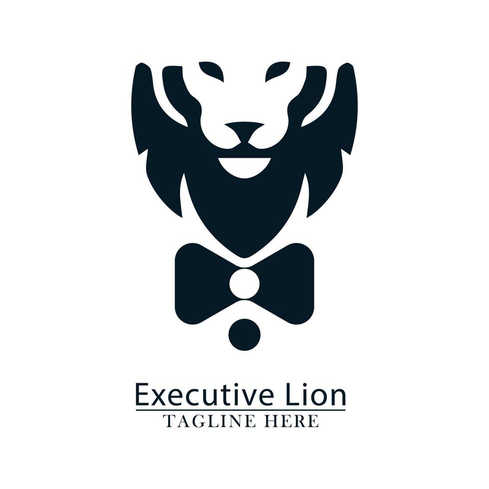 lejon huvud rosett slips verkställande begrepp ikon logotyp vektor