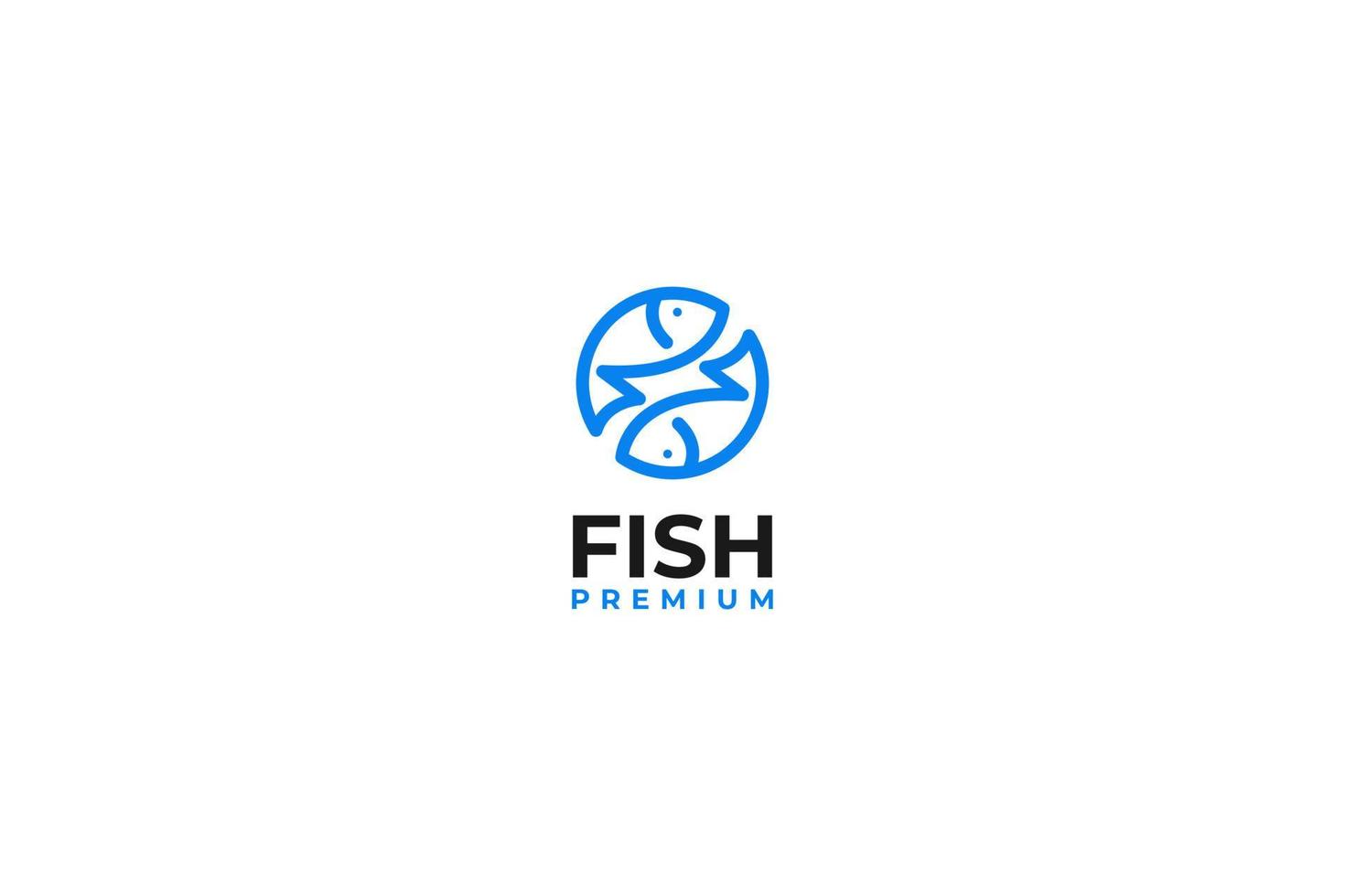 Flacher Kreis runder Fisch-Logo-Design-Vektor-Vorlagen-Illustration vektor