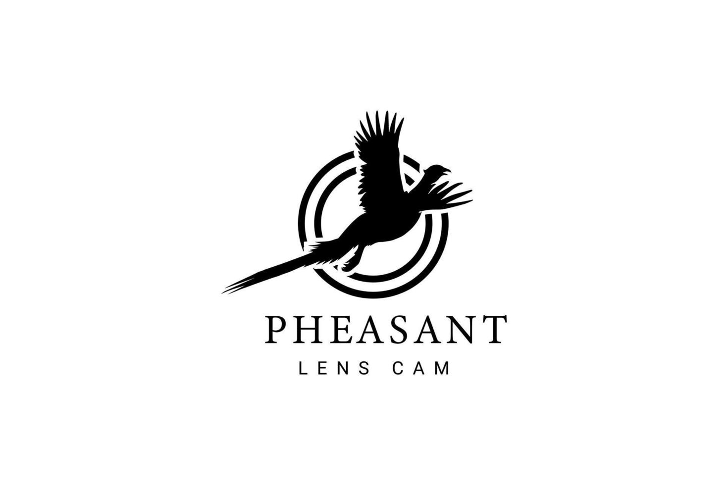 Schönheit fliegender Fasan Vogelsilhouette mit Kameraobjektiv-Logo-Design vektor