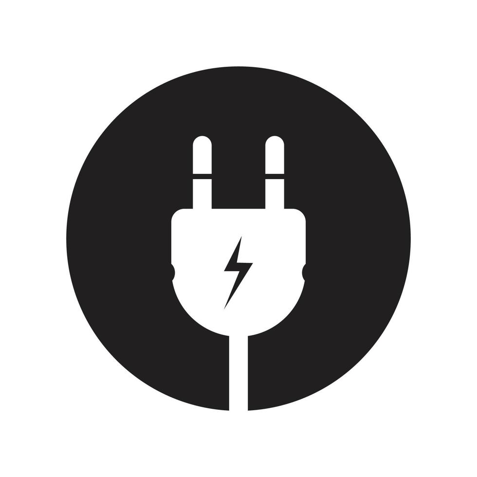 Flaches Design des elektrischen Plug-in-Symbol-Logo-Vektors vektor