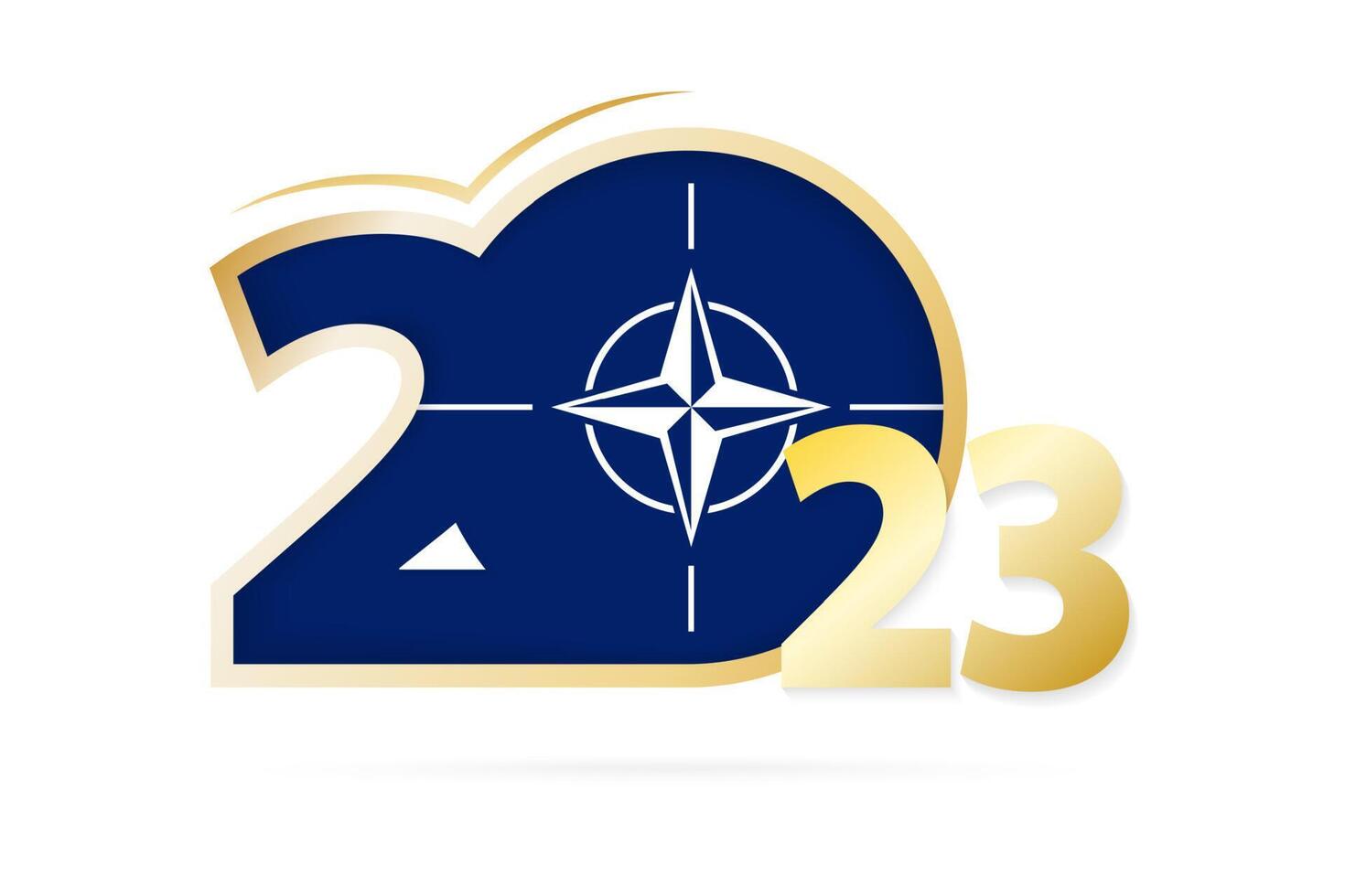 jahr 2023 mit nato-flaggenmuster. vektor