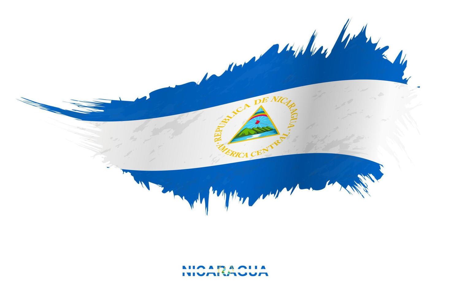 flagga av nicaragua i grunge stil med vinka effekt. vektor