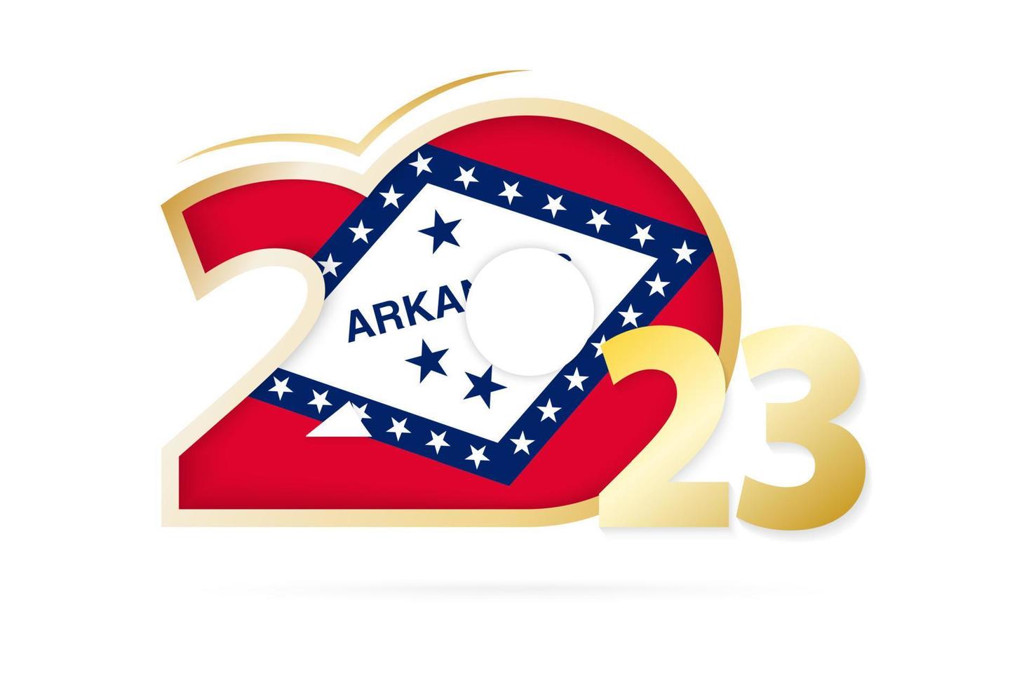 Jahr 2023 mit Arkansas-Flaggenmuster. vektor