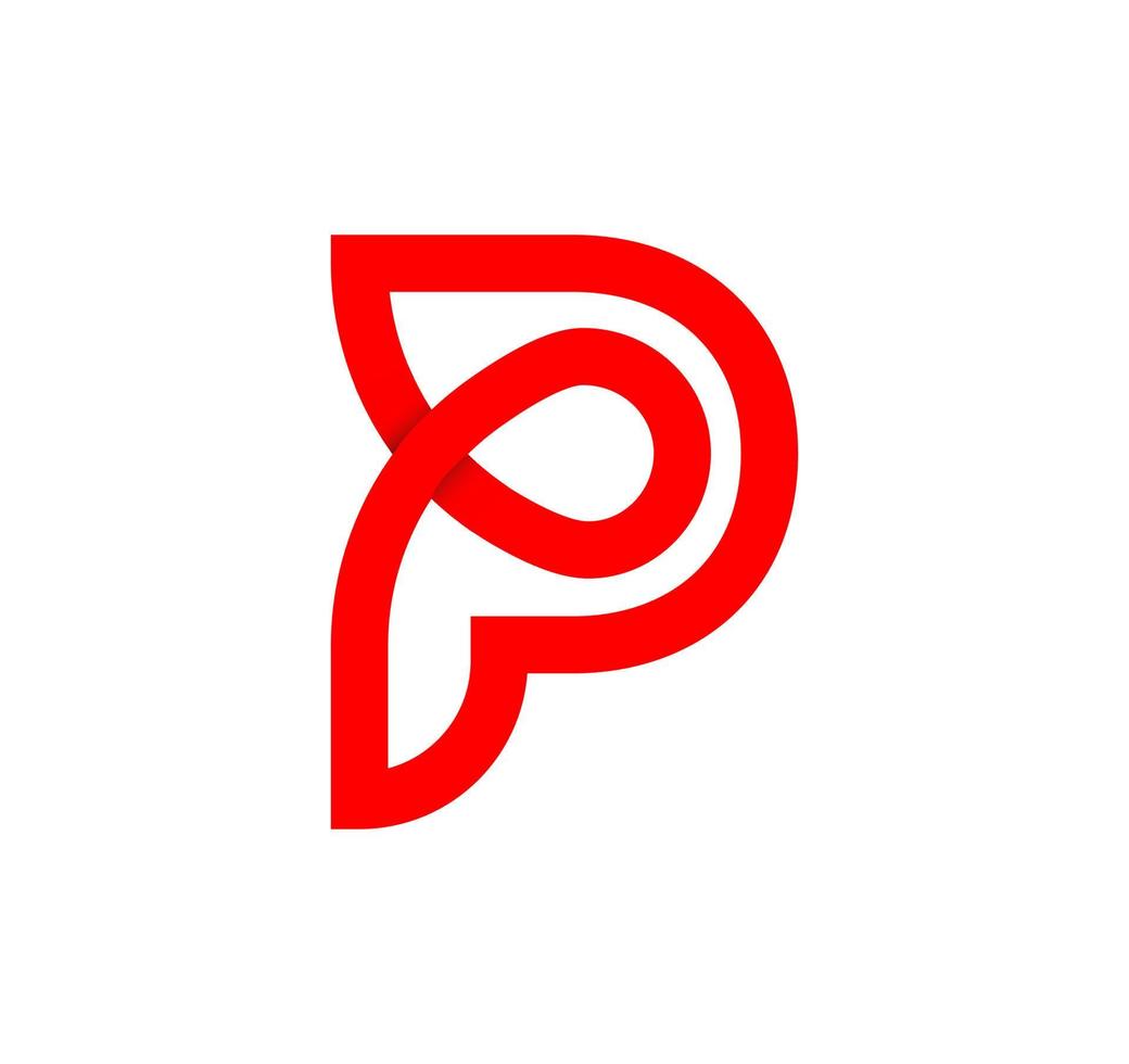 brev p oändlighet tecken. cyklisk röd brev sid. modern naturlig ändlös slinga. trogen logotyp företags- design. vektor