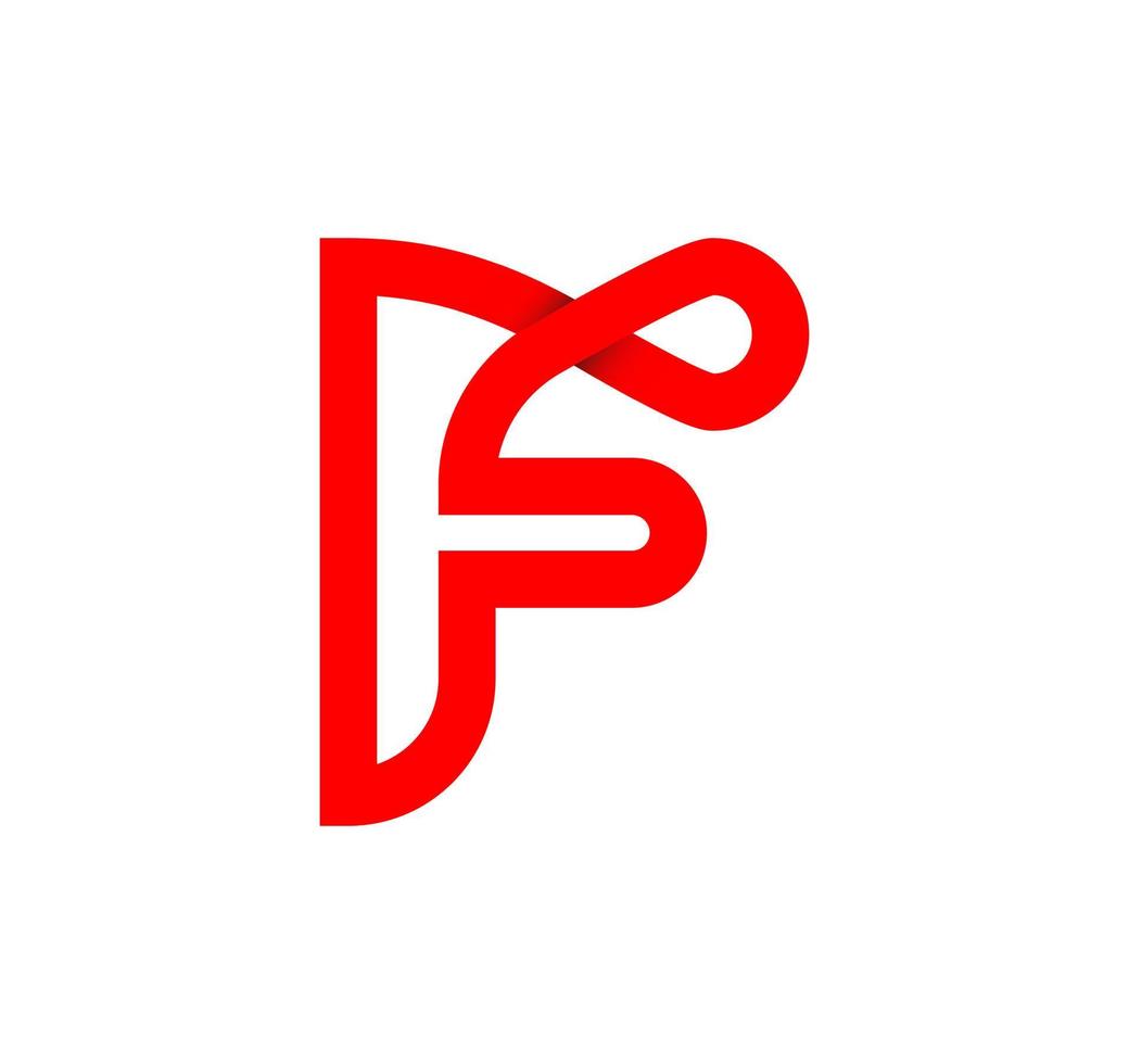 brev f oändlighet tecken. cyklisk röd brev f. modern naturlig ändlös slinga. trogen logotyp företags- design. vektor